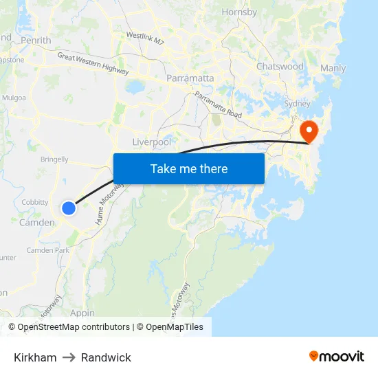 Kirkham to Randwick map