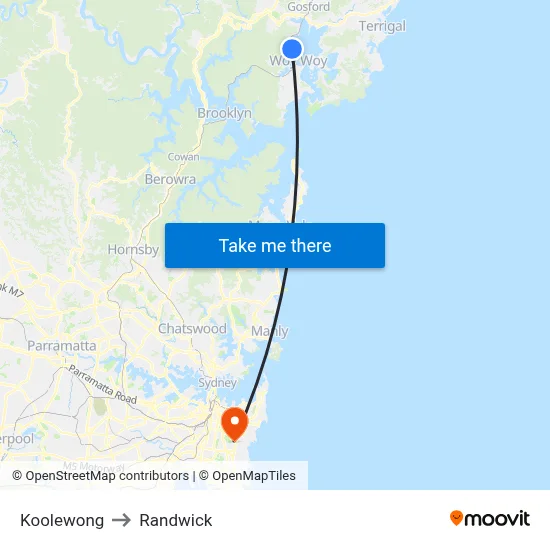 Koolewong to Randwick map