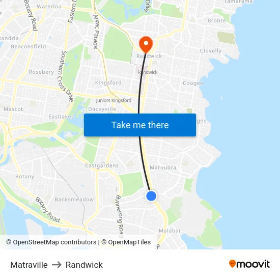 Matraville to Randwick map