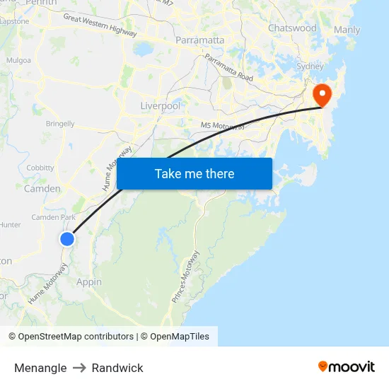 Menangle to Randwick map