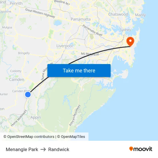 Menangle Park to Randwick map