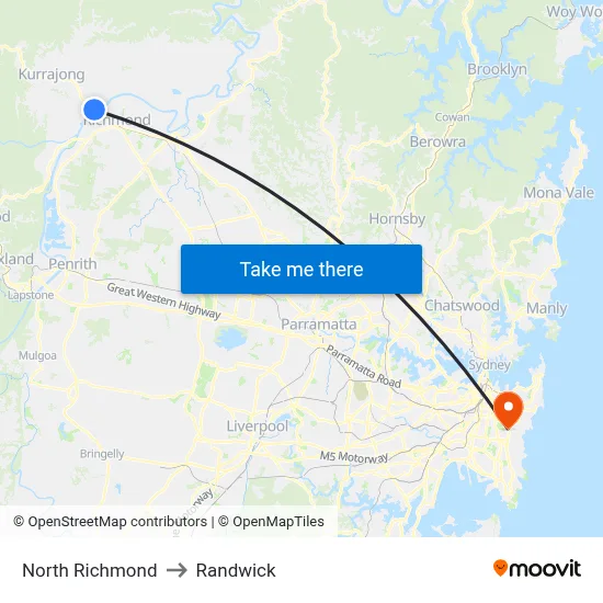 North Richmond to Randwick map
