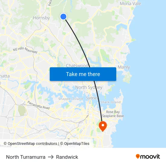 North Turramurra to Randwick map