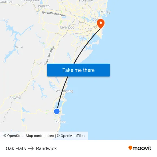 Oak Flats to Randwick map