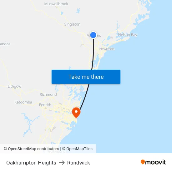 Oakhampton Heights to Randwick map
