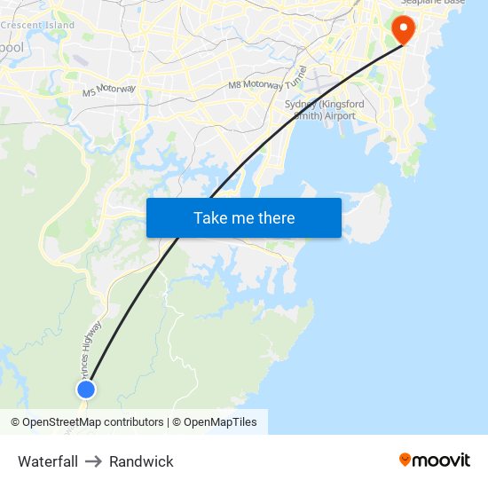 Waterfall to Randwick map
