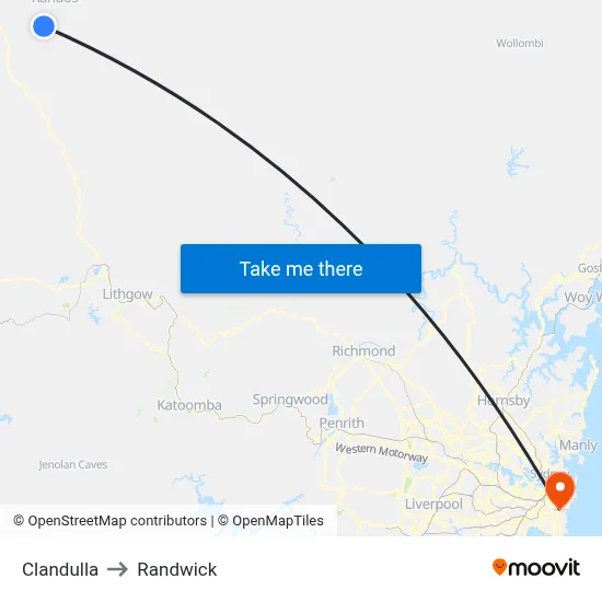 Clandulla to Randwick map
