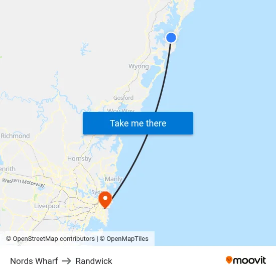 Nords Wharf to Randwick map