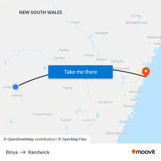 Binya to Randwick map