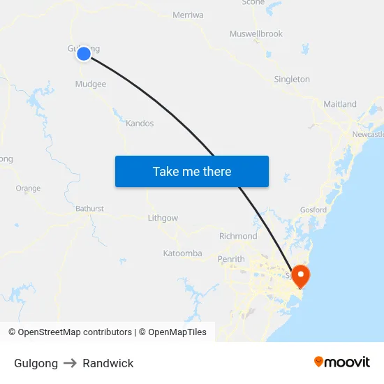 Gulgong to Randwick map