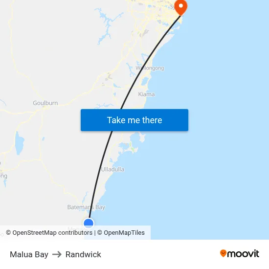Malua Bay to Randwick map