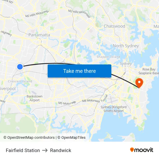 Fairfield Station to Randwick map