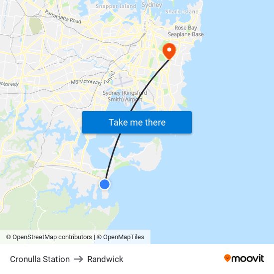Cronulla Station to Randwick map