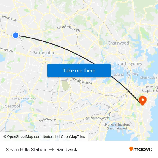 Seven Hills Station to Randwick map