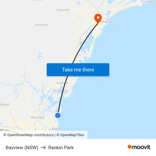 Bayview (NSW) to Rankin Park map