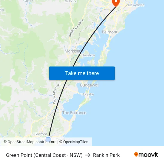 Green Point (Central Coast - NSW) to Rankin Park map