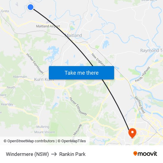 Windermere (NSW) to Rankin Park map