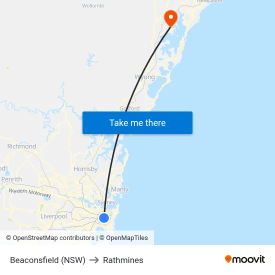 Beaconsfield (NSW) to Rathmines map