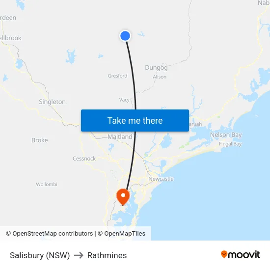 Salisbury (NSW) to Rathmines map