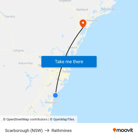 Scarborough (NSW) to Rathmines map