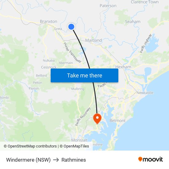 Windermere (NSW) to Rathmines map