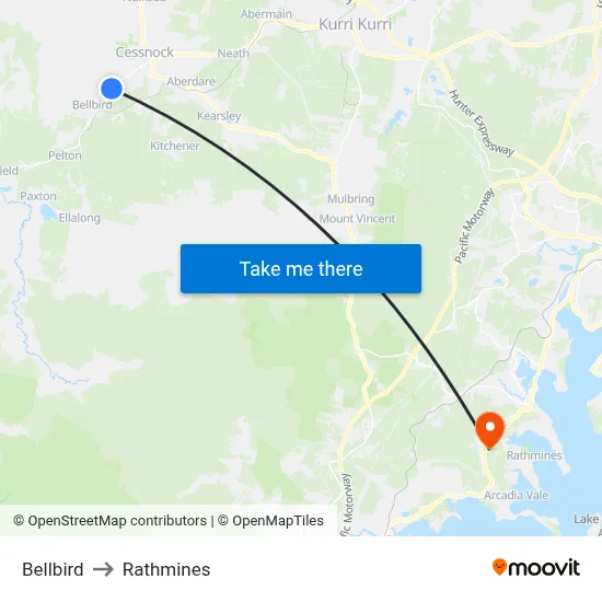 Bellbird to Rathmines map