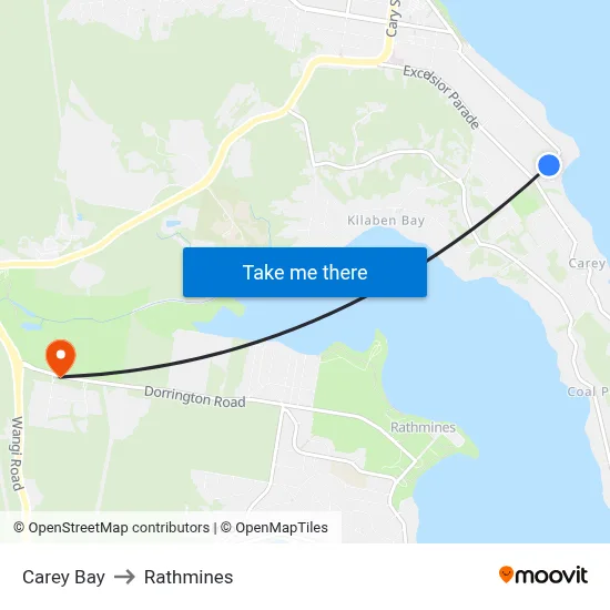 Carey Bay to Rathmines map