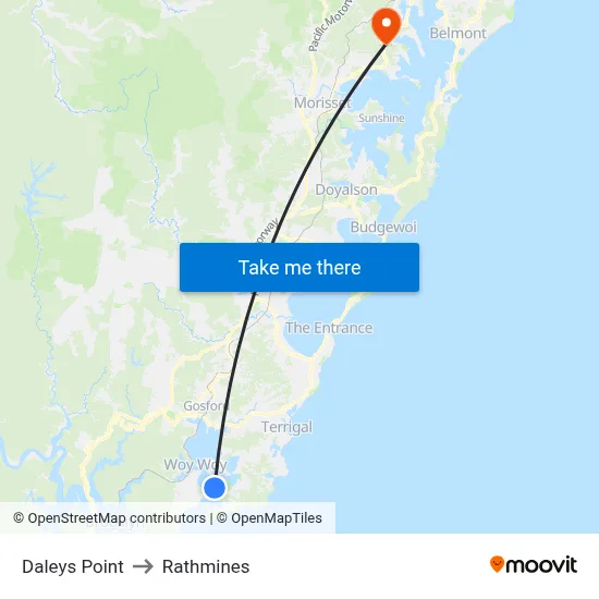 Daleys Point to Rathmines map