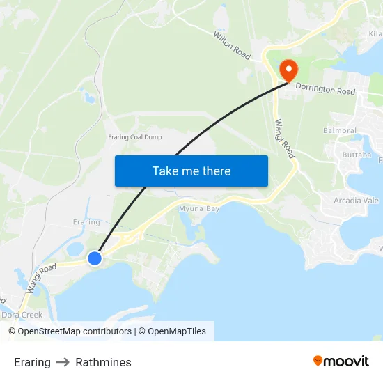 Eraring to Rathmines map
