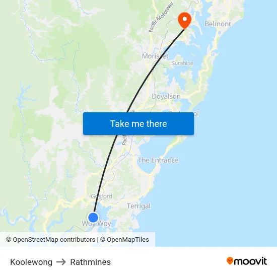 Koolewong to Rathmines map