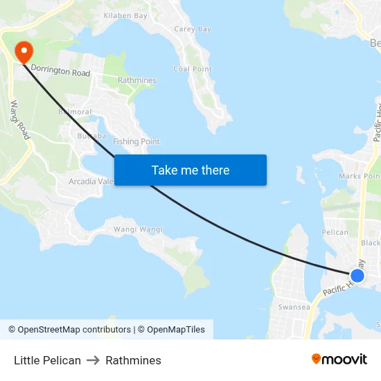 Little Pelican to Rathmines map