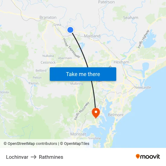 Lochinvar to Rathmines map