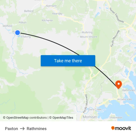 Paxton to Rathmines map