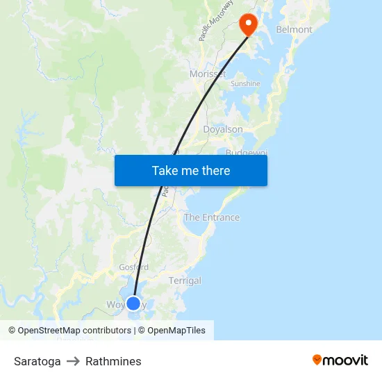 Saratoga to Rathmines map