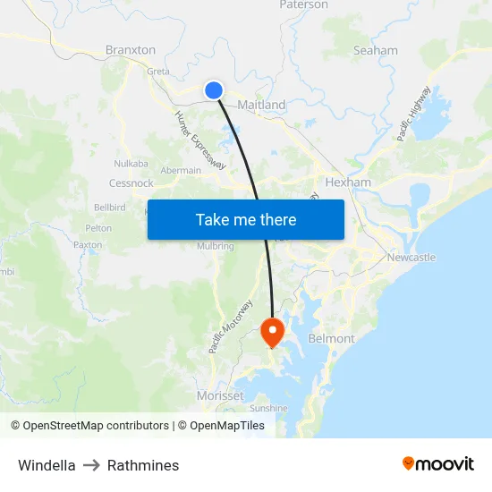 Windella to Rathmines map