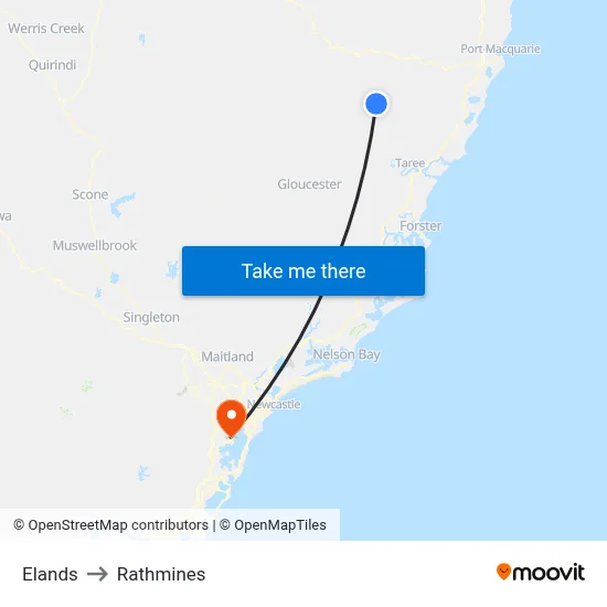 Elands to Rathmines map