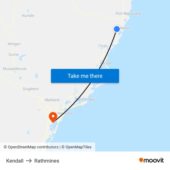 Kendall to Rathmines map