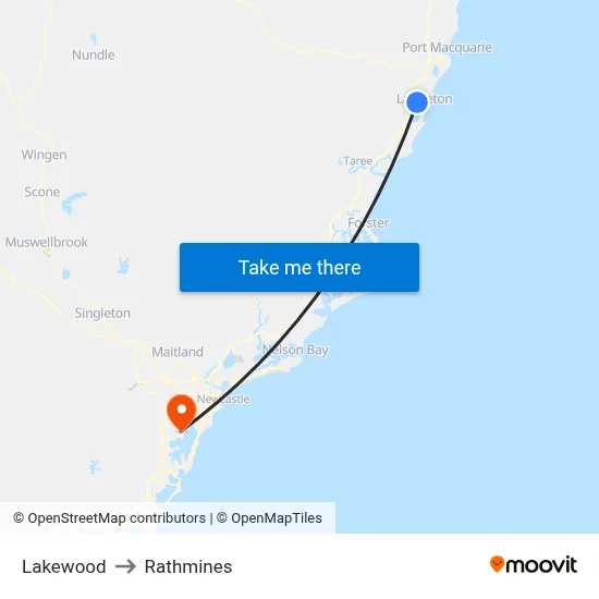 Lakewood to Rathmines map