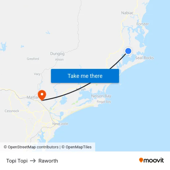 Topi Topi to Raworth map