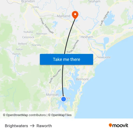 Brightwaters to Raworth map