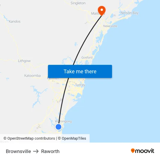 Brownsville to Raworth map