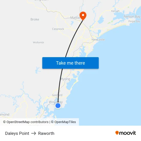 Daleys Point to Raworth map