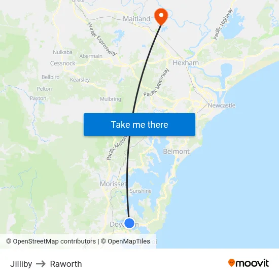 Jilliby to Raworth map