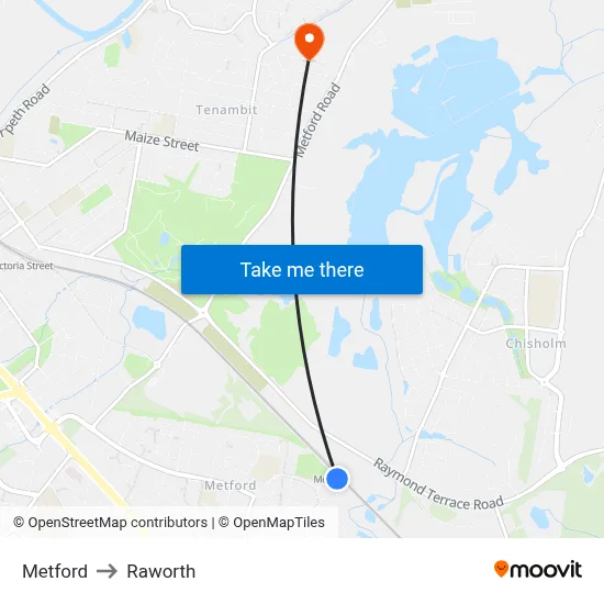 Metford to Raworth map