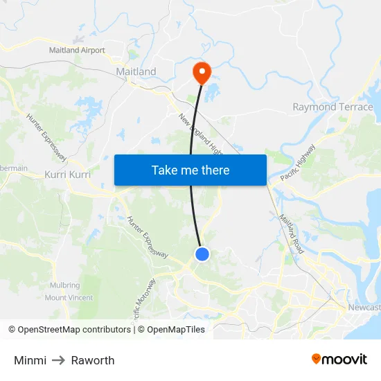 Minmi to Raworth map