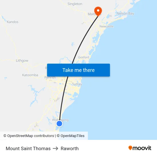 Mount Saint Thomas to Raworth map