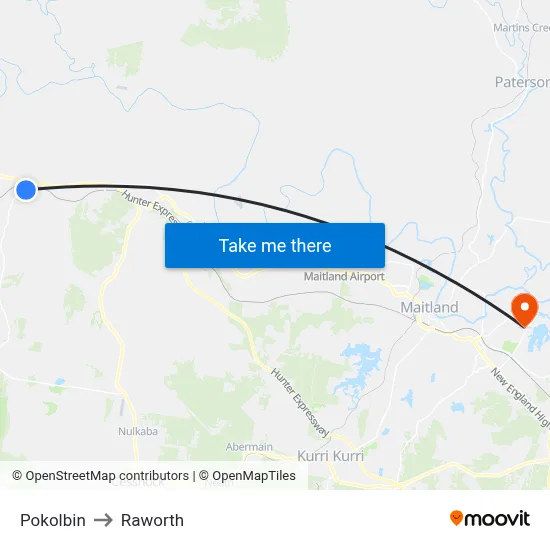 Pokolbin to Raworth map