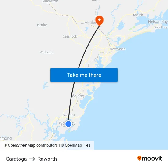 Saratoga to Raworth map