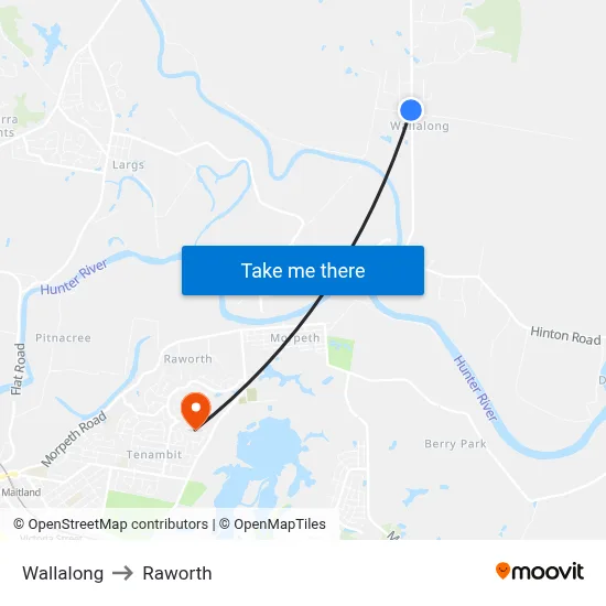 Wallalong to Raworth map