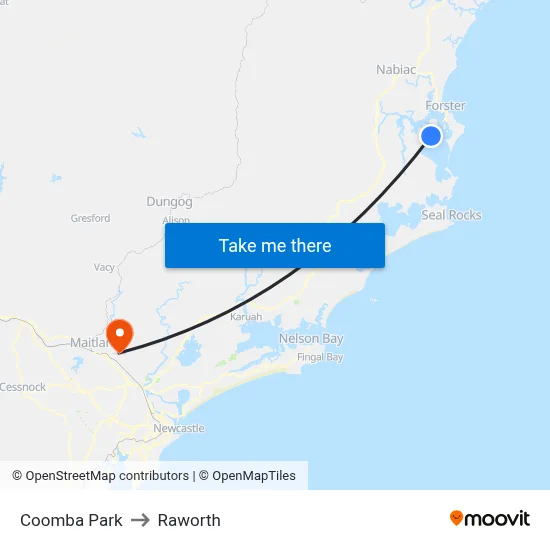 Coomba Park to Raworth map